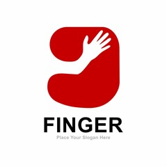 letter J with hand fingers logo vector design. Suitable for hand symbol, partnership, identity, support, and teamwork