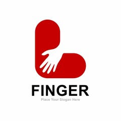 letter L with hand fingers logo vector design. Suitable for hand symbol, partnership, identity, support, and teamwork