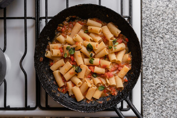 Pasta in a pan
