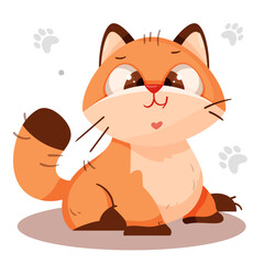 Red cat. Cute character. Children's illustration. Vector illustration in cartoon style.