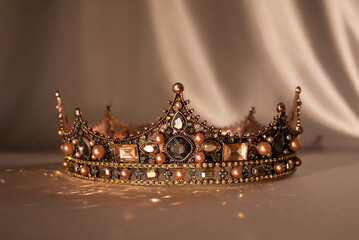 Vintage antique royal crown. Symbol of monarchy. King, queen.