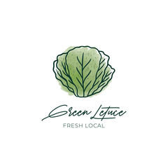 hand drawn green lettuce logo design