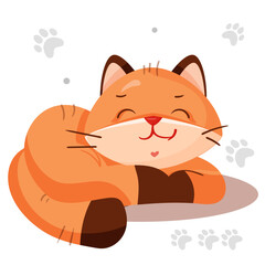 Red cat. Cute character. Children's illustration. Vector illustration in cartoon style.