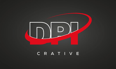DPI letters creative technology logo with 360 symbol vector art template design
