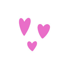 Pink cute hand-drawn hearts vector illustration