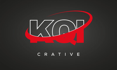 KQI letters creative technology logo with 360 symbol vector art template design