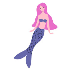 Cute mermaid hand-drawn vector illustration