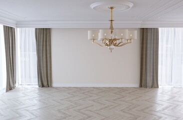 visualization of a large empty interior, 3D illustration, cg render