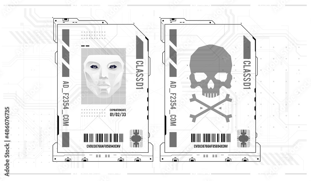 Poster AI. Artificial intelligence. Conceptual Layout with HUD elements for print and web. Infographics of big data. Sci-fi system security. Business tech.