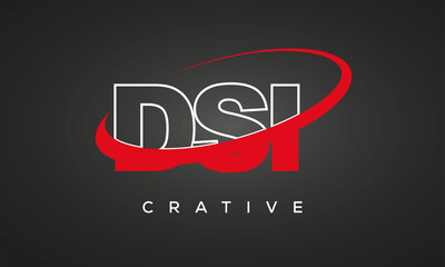 Fototapeta na wymiar DSI letters creative technology logo with 360 symbol vector art template design