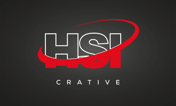 HSI letters creative technology logo with 360 symbol vector art template design