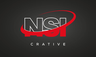 NSI letters creative technology logo with 360 symbol vector art template design