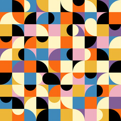 Seamless pattern with abstract colorful squres and circles
