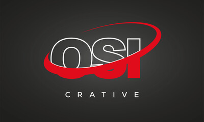 OSI letters creative technology logo with 360 symbol vector art template design