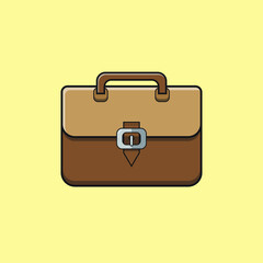 vector brown briefcase icon illustration