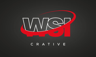 Fototapeta na wymiar WSI letters creative technology logo with 360 symbol vector art template design
