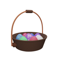 easter eggs basket 3d illustration