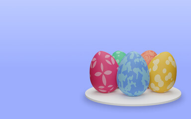 Happy easter day background 3d illustration with empty copy space for your text