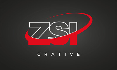 ZSI letters creative technology logo with 360 symbol vector art template design