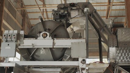 Pres for squeezing grape juice at a small family winery.