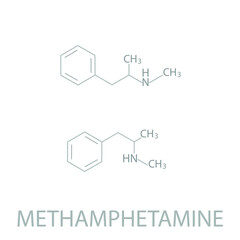 Methamphetamine molecular skeletal chemical formula.	