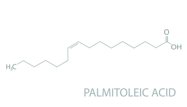 Palmitoleic acid molecular skeletal chemical formula.	