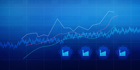 2d rendering Stock market online business concept. business Graph 