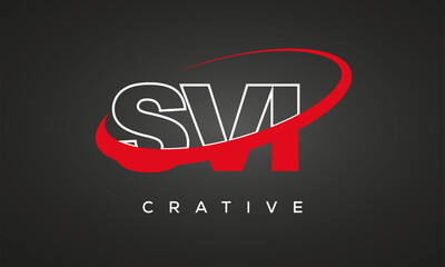 SVI letters creative technology logo with 360 symbol vector art template design