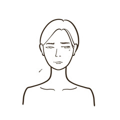 なやみを抱える女性の線画イラスト