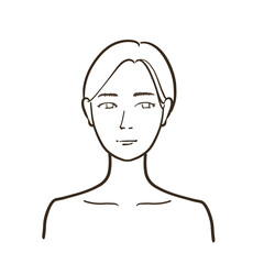 落ち着いた真顔の女性　線画イラスト