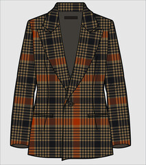 TWEED SINGLE BREASTED JACKET FOR WOMEN IN EDITABLE VECTOR FILE © JUSTDZINE