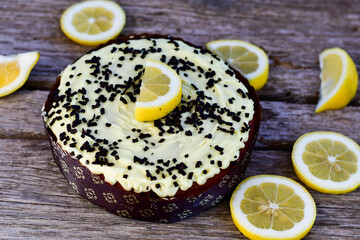 Lemon cake .Lemon almond gluten free cake with cream cheese frosting. Ketogenic diet dessert
