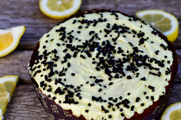Lemon cake .Lemon almond gluten free cake with cream cheese frosting. Ketogenic diet dessert