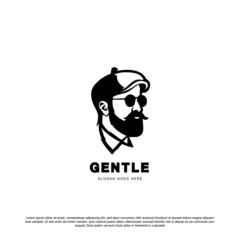 vintage gentle man logo design vector