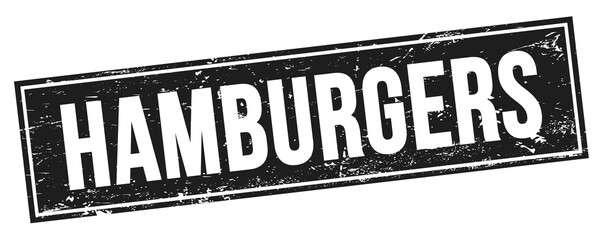 HAMBURGERS text on black grungy rectangle stamp.