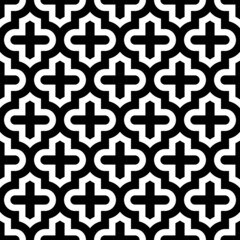 Seamless pattern with ogee ornament. Oriental traditional ornamentation with repeated tile shapes. Window tracery wallpaper. Grid motif. Digital paper for textile print, web design. Vector art image.