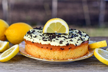Lemon cake .Lemon almond gluten free cake with cream cheese frosting. Ketogenic diet dessert