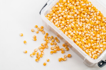 Small corn kernels on a monochrome background