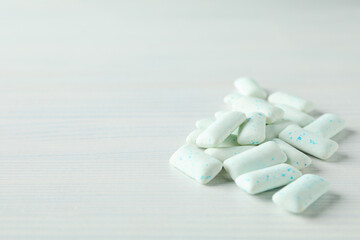 Concept of chewing or bubble gum, space for text