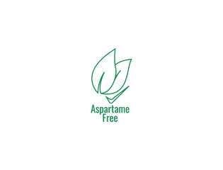 Aspartame free artificial symbol icon. Health product no aspartame sticker stamp