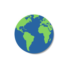 Globe world map on white isolated background. Vector Illustration.