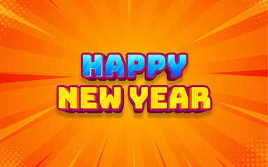 Happy new year. realistic purpel lettering with editable text effect.