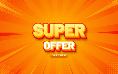 Supper offer banner template with editable text effect.