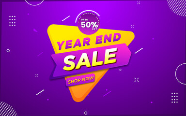 Year end sale poster, sale banner design template with 3d editable text effect. - obrazy, fototapety, plakaty