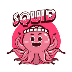 squid animal cartoon isolated on white background