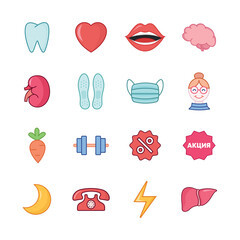 Vector icons with medical accessories