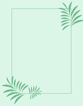 background illustration with place for framed text, tropical leaves on the side. For postcard, banner, flyer, invitation, site. Happy Mother's Day. from March 8, wedding, birthday, easter, spring day.