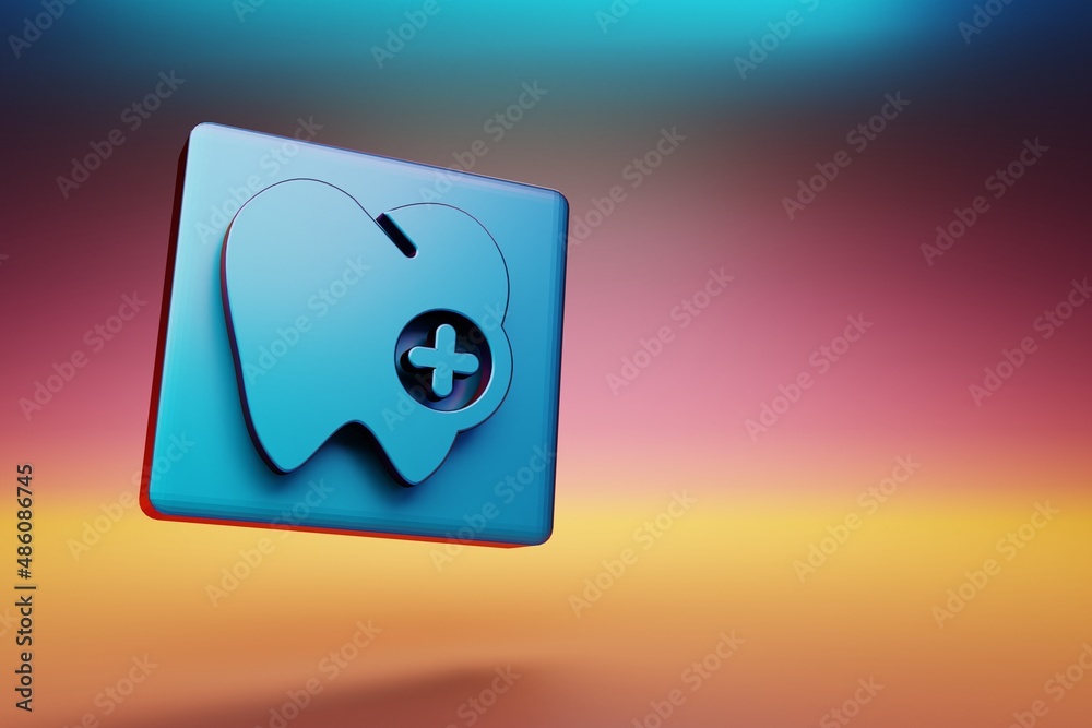Aufkleber odontology icon. beautiful blue odontology symbol icons on multicolor bright background. 3d renderin