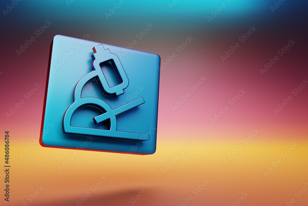 Poster Microscope icon. Beautiful Blue Microscope symbol icons on multicolor bright background. 3d rendering illustration. Background pattern for design.