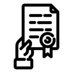 Certificate Diploma In Hand Flat Icon Isolated On White Background